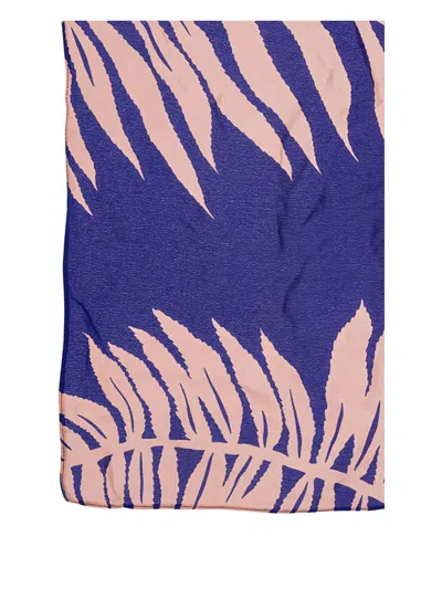 Pre-owned Vionnet Vintage Leaf-print Silk Scarf In Purple