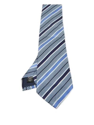 Pre-owned Ermenegildo Zegna Vintage Striped-pattern Silk Tie In Blue