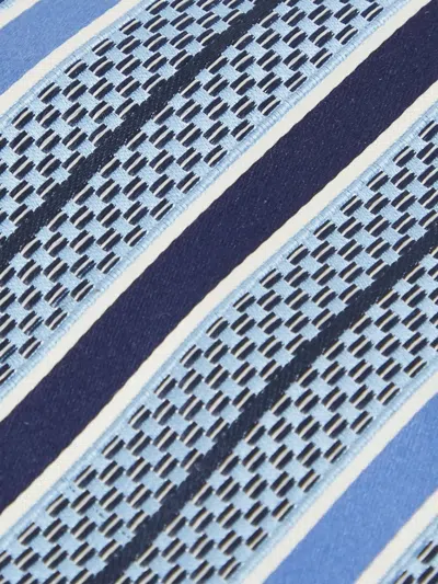 Pre-owned Ermenegildo Zegna Vintage Striped-pattern Silk Tie In Blue