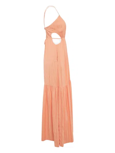 Pre-owned Simkhai Plissé-effect Sleeveless Maxi Dress In Orange