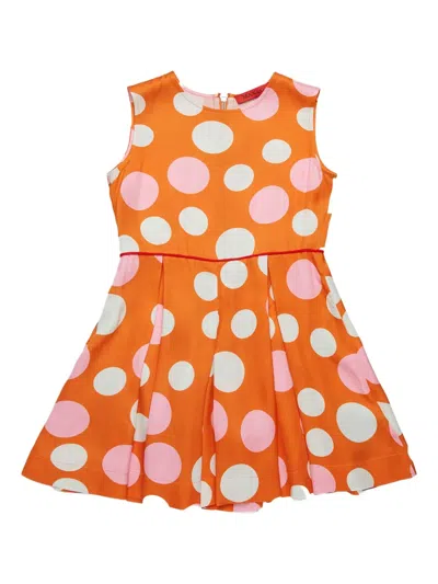Max & Co Polka-dot Sleeveless Jumpsuit In Orange