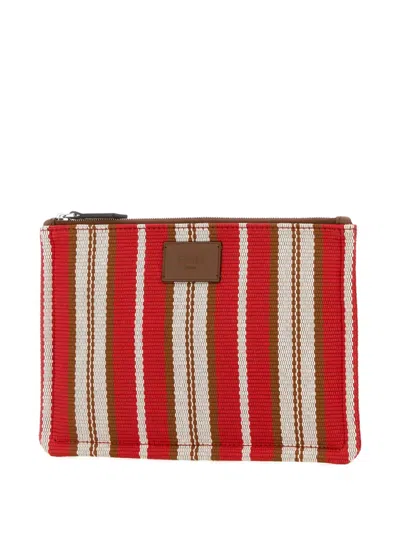 Fendi Small Striped Canvas Clutch