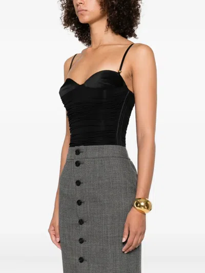 Elisabetta Franchi Ruched-panel Bodysuit In Black
