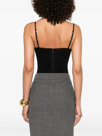 Elisabetta Franchi Ruched-panel Bodysuit In Black
