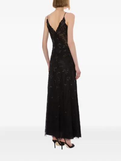 Alberta Ferretti Lace Slip Dress In Black