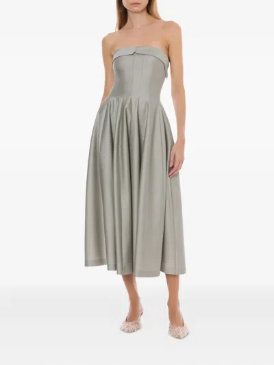 Alberta Ferretti Off-shoulder A-line Skirt In Gray