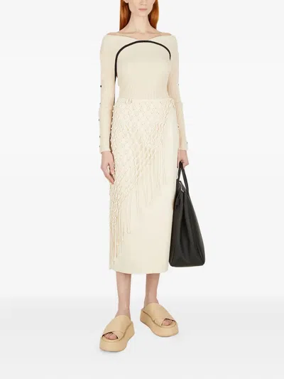 Wynn Hamlyn Off-shoulder Ribbed Top In Neutral