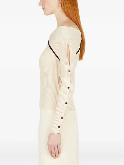 Wynn Hamlyn Off-shoulder Ribbed Top In Neutral