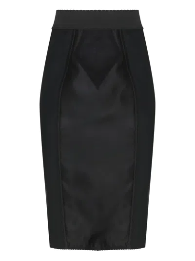 Dolce & Gabbana High Waist Mid-length Skirt In Black
