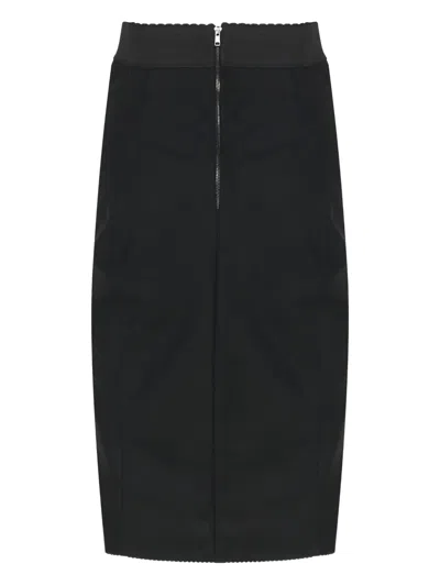Dolce & Gabbana High Waist Mid-length Skirt In Black