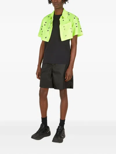 Studio Alch Eyelet-embellished Poplin Shirt In Green