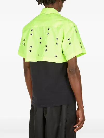 Studio Alch Eyelet-embellished Poplin Shirt In Green