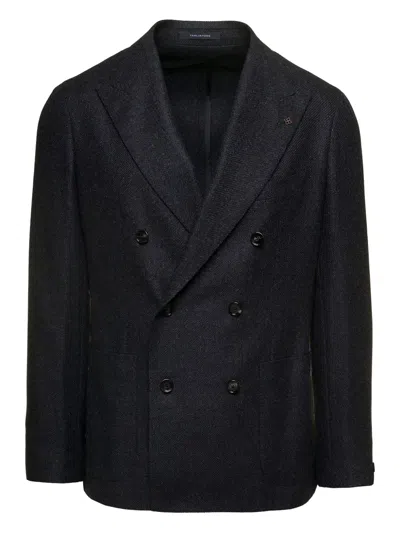 Tagliatore New York Black Wool Double-breasted Jacket In Black