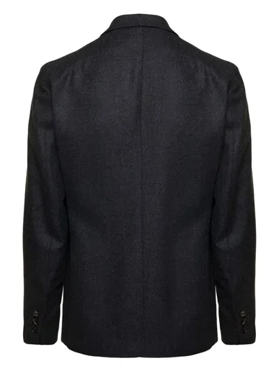 Tagliatore New York Black Wool Double-breasted Jacket In Black