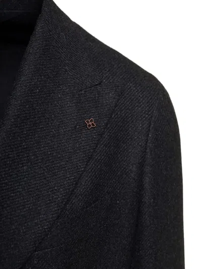 Tagliatore New York Black Wool Double-breasted Jacket In Black
