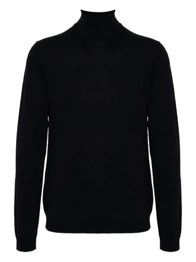 Roberto Collina Fitted Turtleneck Merino Wool Sweater In Black
