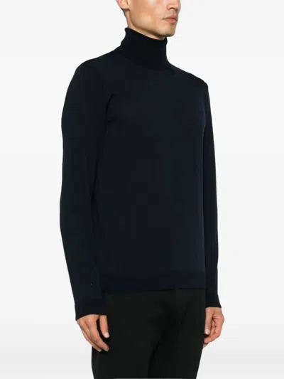 Roberto Collina Fitted Turtleneck Merino Wool Sweater In Black