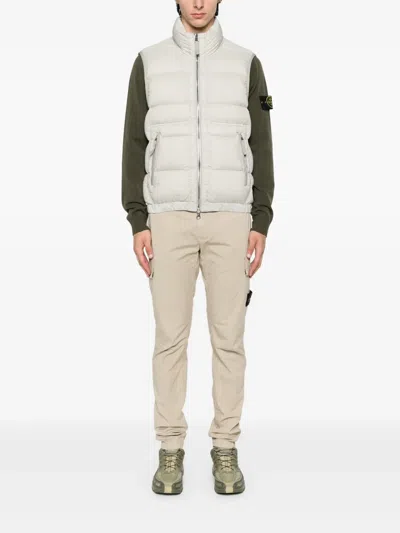 Stone Island Quilted Zip-fastening Padded Vest In White
