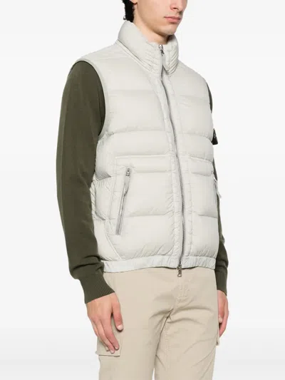Stone Island Quilted Zip-fastening Padded Vest In White