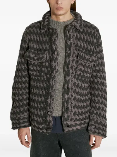 Isa Boulder Textured Woven Jacket In Brown