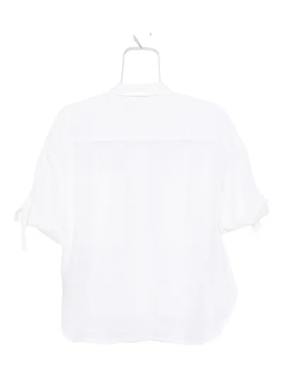 120% Lino Tied-sleeve Linen Shirt In White
