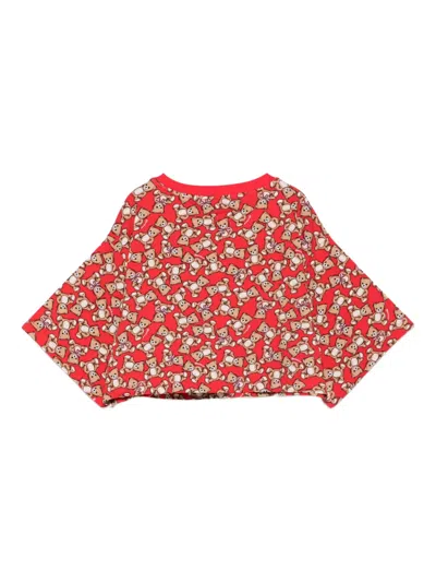 Moschino Teddy Bear-print Crop Top In Red
