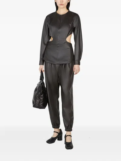 Issey Miyake Cut-out Long-sleeve Blouse In Black