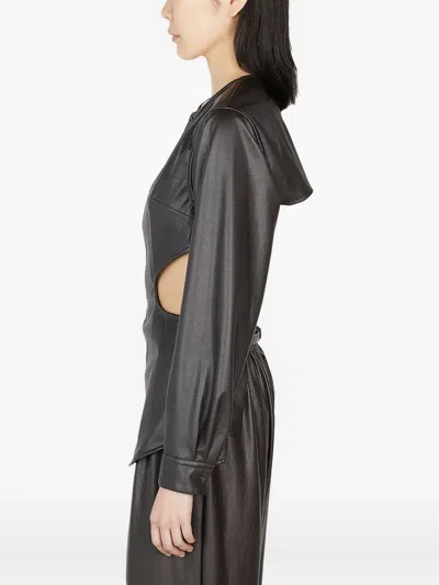 Issey Miyake Cut-out Long-sleeve Blouse In Black