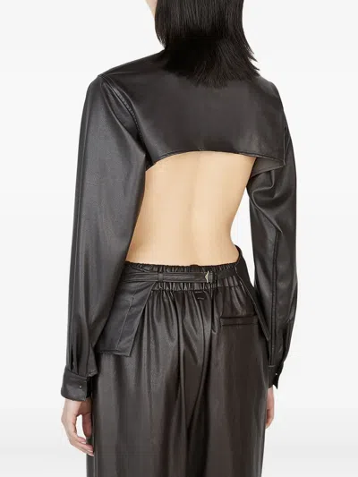 Issey Miyake Cut-out Long-sleeve Blouse In Black