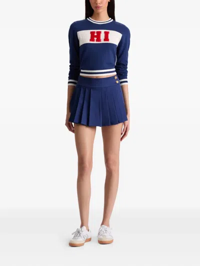 Alice And Olivia Noah Pleated Button-fastening Mini Skirt In Blue