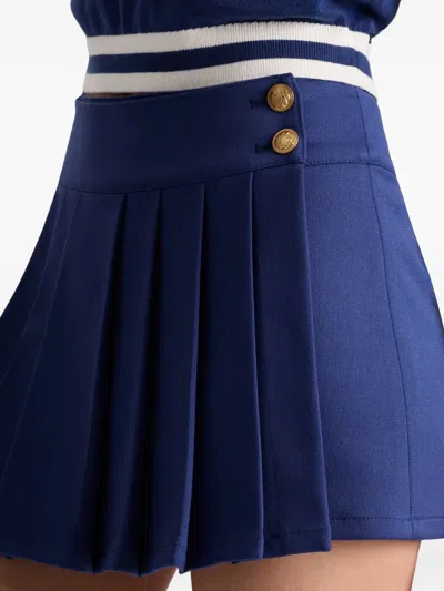 Alice And Olivia Noah Pleated Button-fastening Mini Skirt In Blue