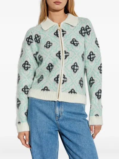 Casablanca Monogram-pattern Zip-up Cardigan In Multi