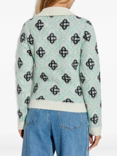 Casablanca Monogram-pattern Zip-up Cardigan In Multi