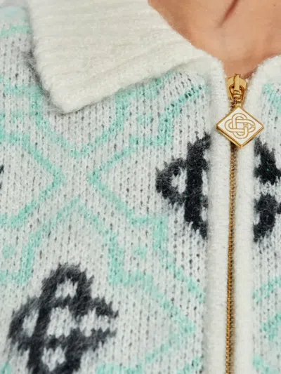 Casablanca Monogram-pattern Zip-up Cardigan In Multi