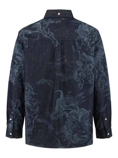 Evisu Dragon-print Denim Shirt In Blue