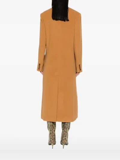 Isabel Marant Women Camel Brown Notched Lapels Long Sleeves Two Front Flap Pockets Button Fasten In Gold