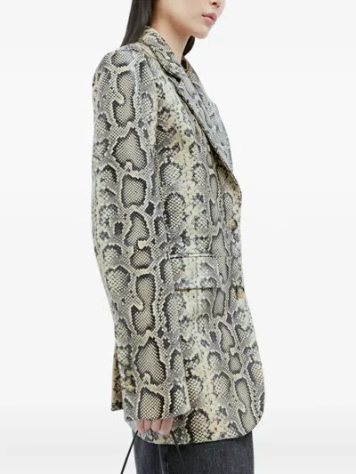 Sportmax Snakeskin-pattern Single-breasted Blazer In Animal Print