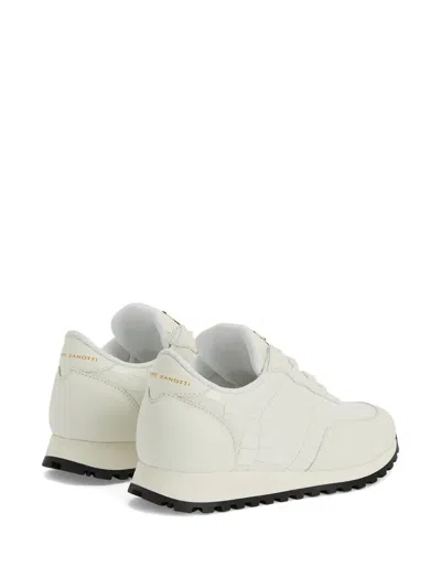 Giuseppe Zanotti Jimi Crocodile-effect Leather Sneakers In White