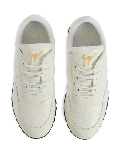 Giuseppe Zanotti Jimi Crocodile-effect Leather Sneakers In White