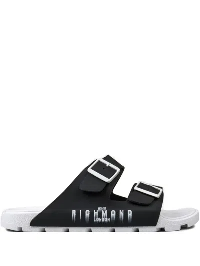 John Richmond Man Sandals Black Size 13 Textile Fibers In Black