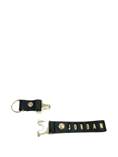 Jordan Luxe Leather Lanyard Keyring In Black