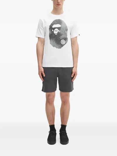 Aape By A Bathing Ape Embroidered Drawstring Running Shorts In Gray