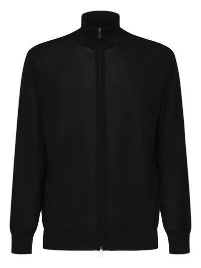 Zegna High-neck Zip-up Cardigan In Black