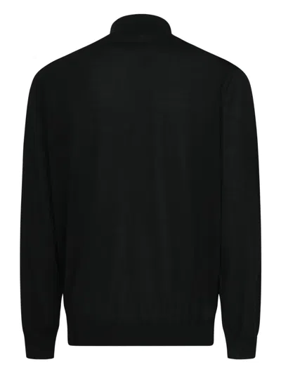 Zegna High-neck Zip-up Cardigan In Black
