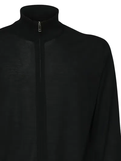 Zegna High-neck Zip-up Cardigan In Black