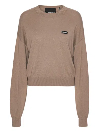 Rotate Birger Christensen Crew-neck Merino-cashmere Sweater In Burgundy