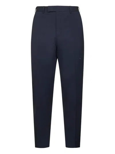 Pt Torino Pressed-crease Flat-front Trousers In Blue