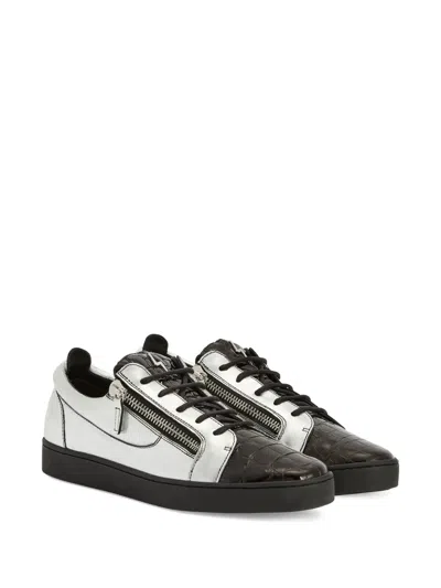 Giuseppe Zanotti Frankie Metallic Crocodile-effect Sneakers