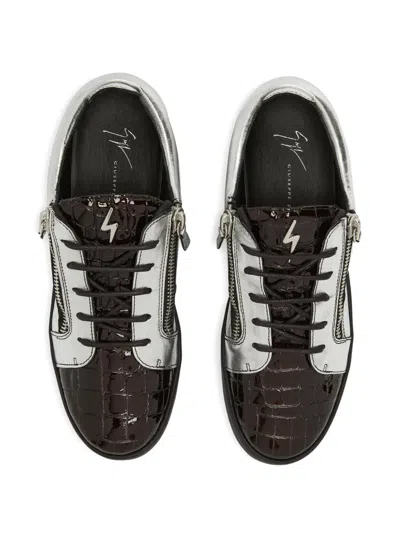 Giuseppe Zanotti Frankie Metallic Crocodile-effect Sneakers