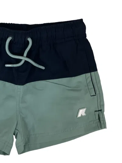 K-way Two-tone Drawstring Swim Shorts In Green